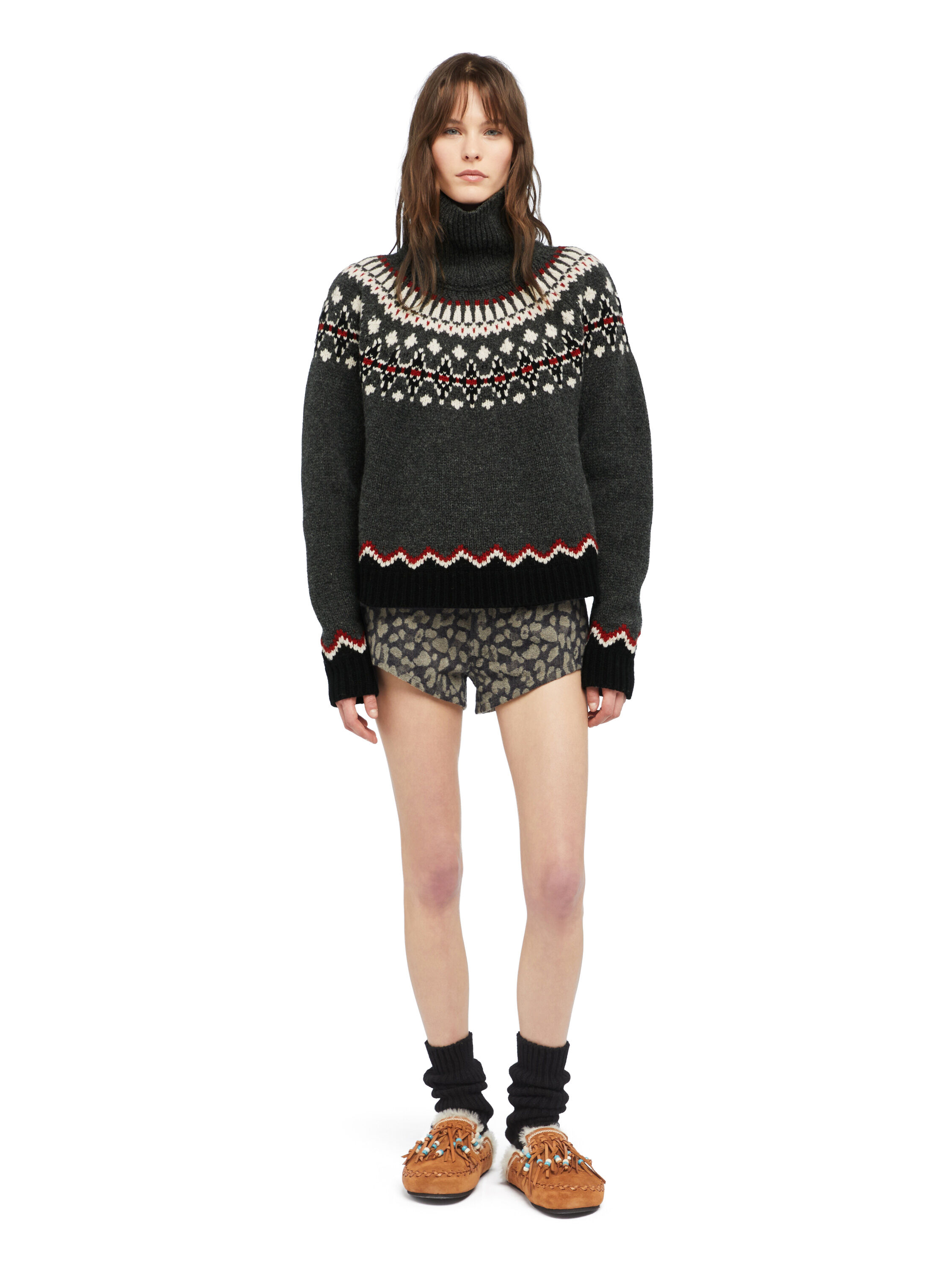 Alanui Sweet Winter Turtleneck Black Grey-Multicolor LWHF001E25KNI001