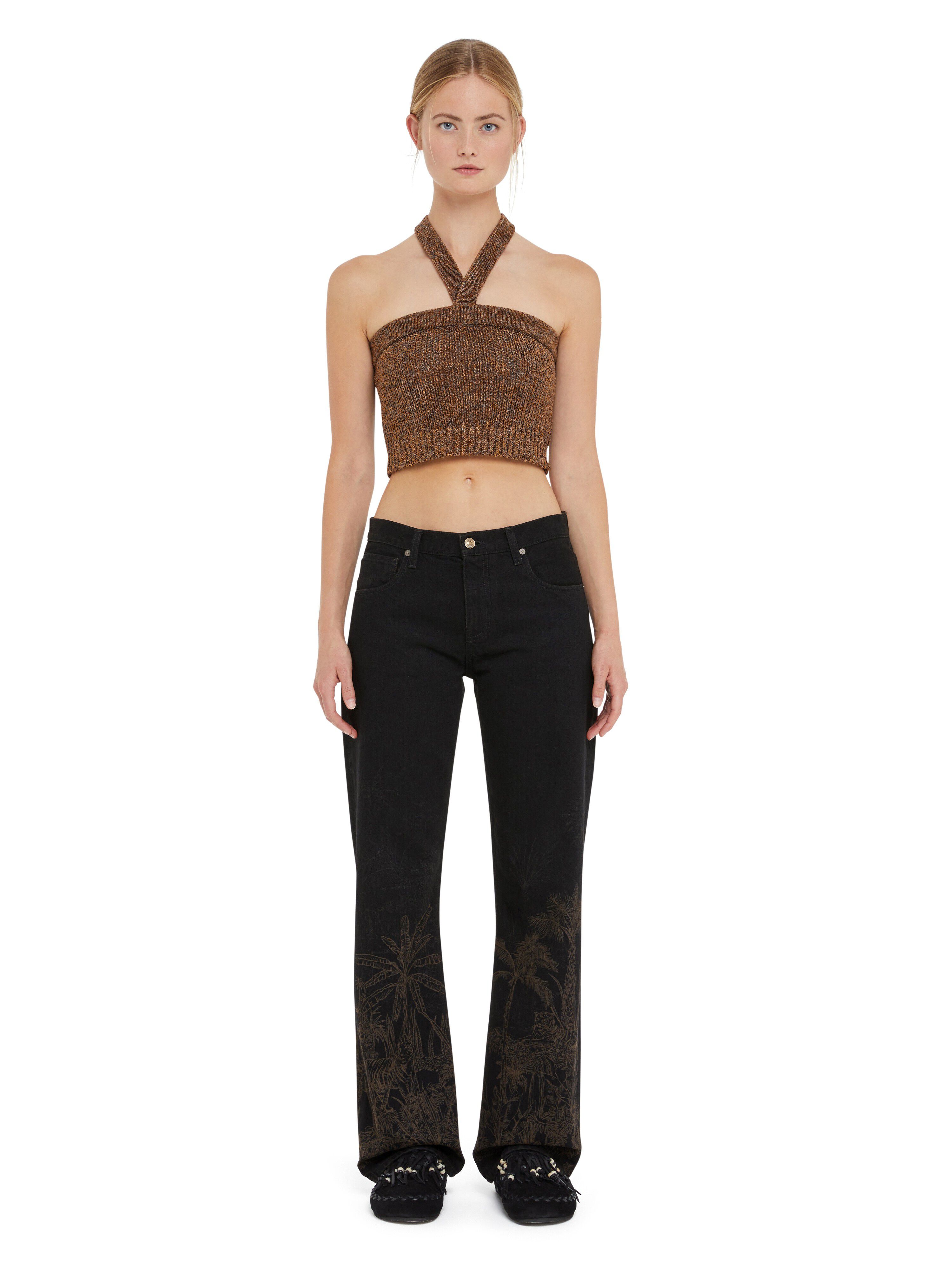 Alanui Jungle Toile De Jouy Denim Pants Black-Almond LWYA019R25DEN002