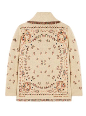 Alanui Bandana Jacquard Cardigan Sand-Red Earth