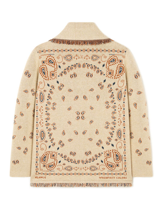 Alanui Bandana Jacquard Cardigan Sand-Red Earth LMHB039R26KNI001