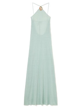 Alanui Mermaid Inside Halter Neck Dress Acquamarine LWHI062R26KNI001