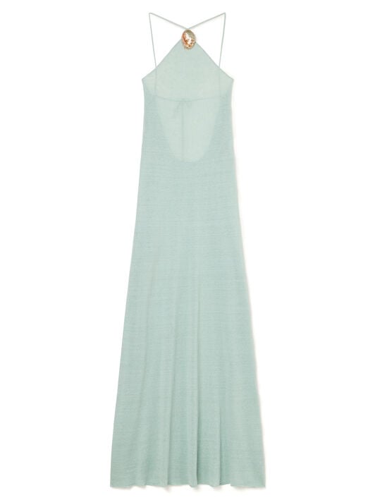 Alanui Mermaid Inside Halter Neck Dress Acquamarine LWHI062R26KNI001