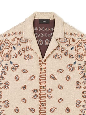 Alanui Cotton Piquet Bandana Shirt Sand-Red Earth