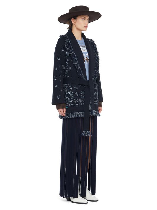 Alanui Bandana Jacquard Cardigan Midnight Blue-Multicolor LWHB064E24KNI002
