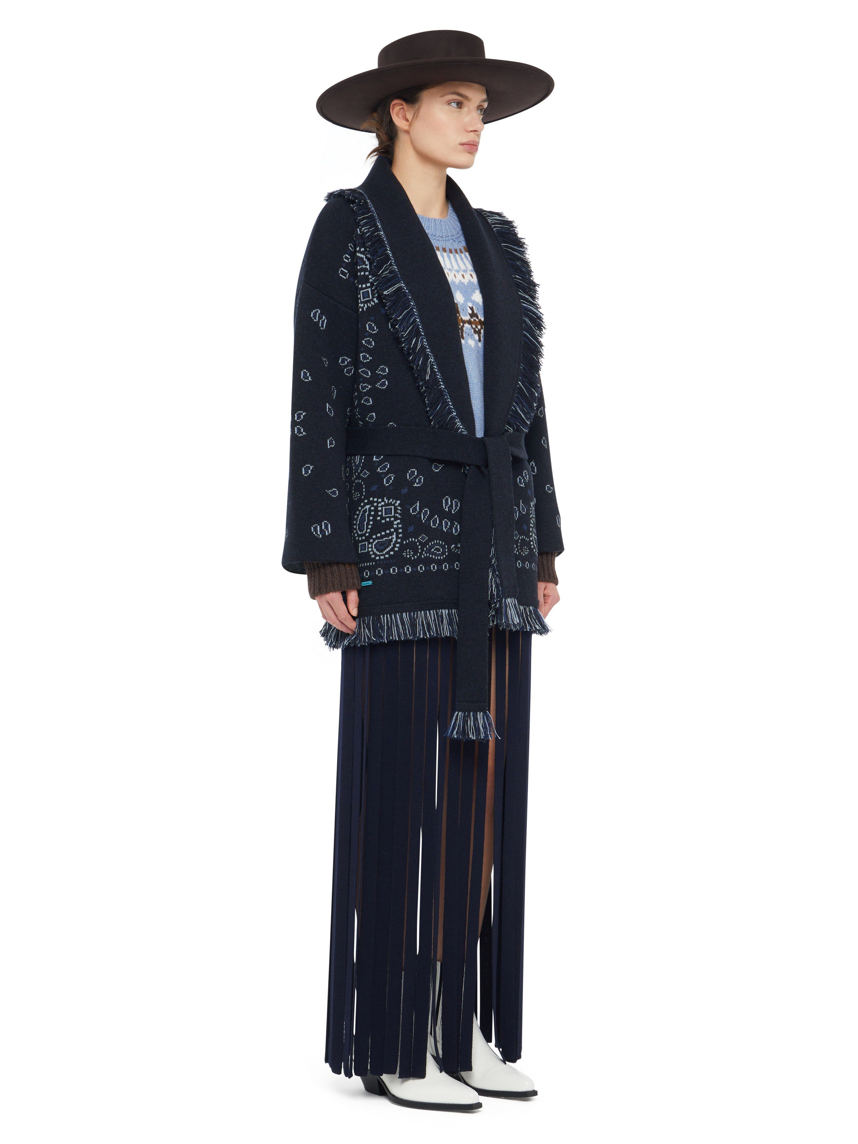 Alanui Bandana Jacquard Cardigan Midnight Blue-Multicolor LWHB064E24KNI002