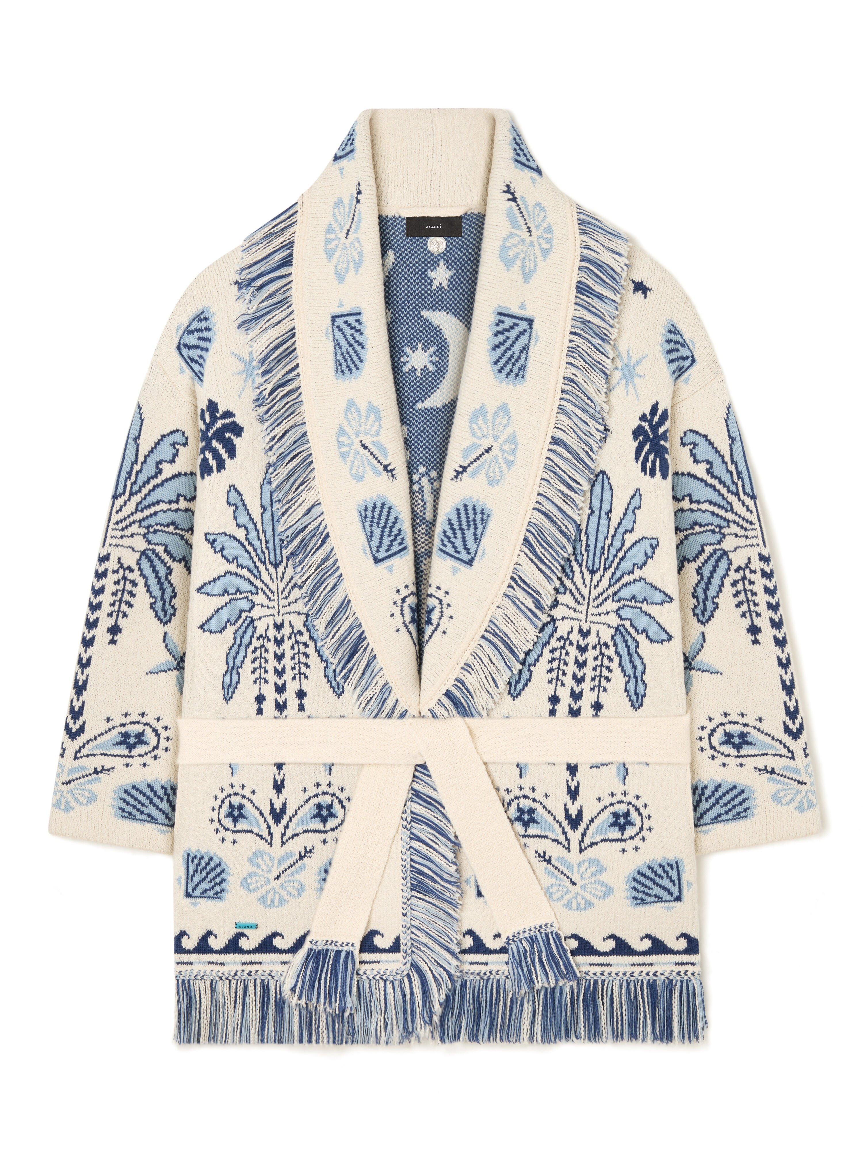 Alanui Echoes Of The Island Cardigan Chalk-Light Blue LWHB064R26KNI003 Alanui Echoes Of The Island Cardigan Chalk-Light Blue LWHB064R26KNI003