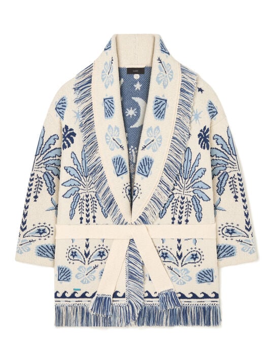 Alanui Echoes Of The Island Cardigan Chalk-Light Blue LWHB064R26KNI003 Alanui Echoes Of The Island Cardigan Chalk-Light Blue LWHB064R26KNI003