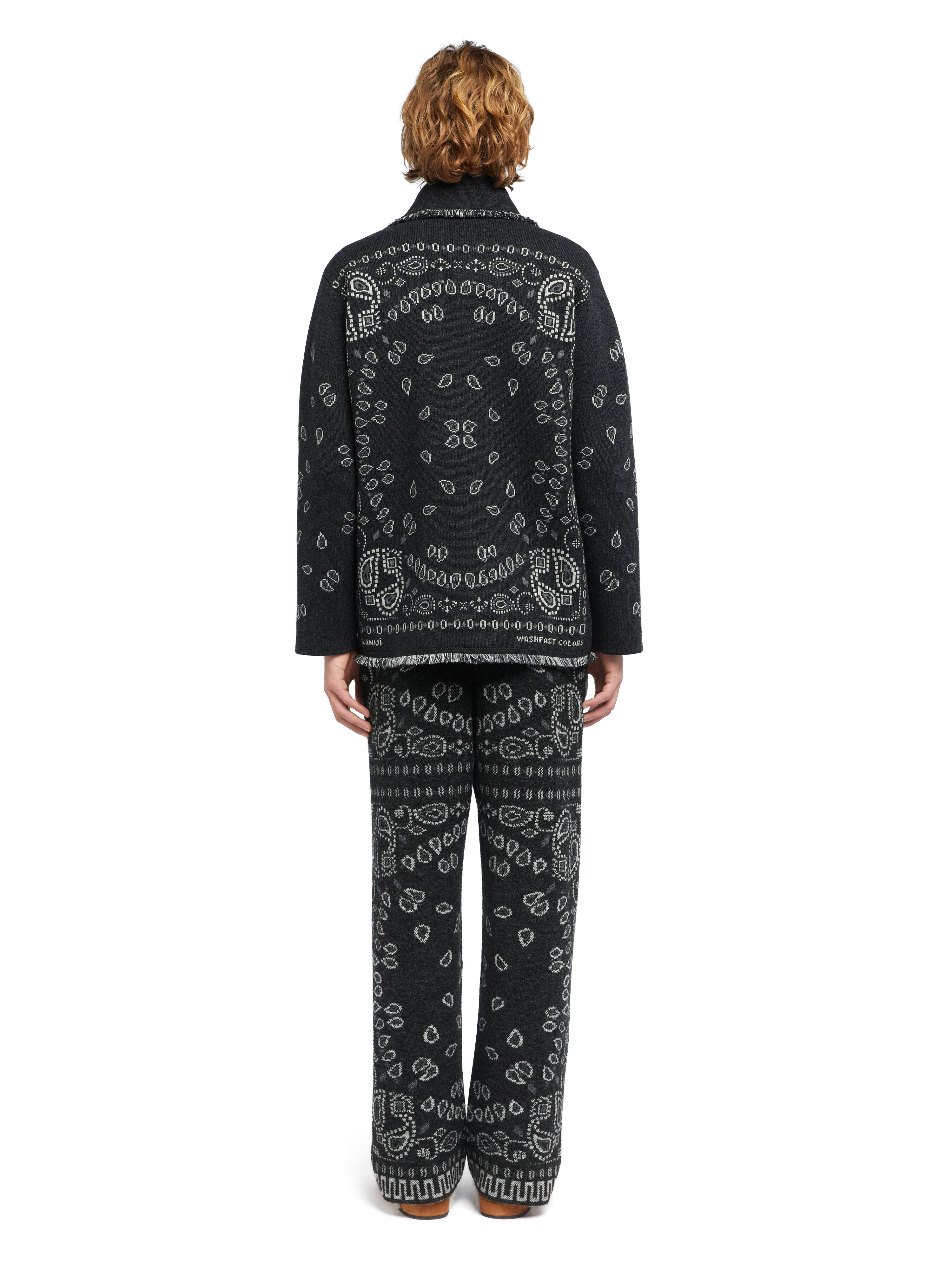 Alanui Bandana Jacquard Cardigan Charcoal-Multicolor LMHB039E25KNI001