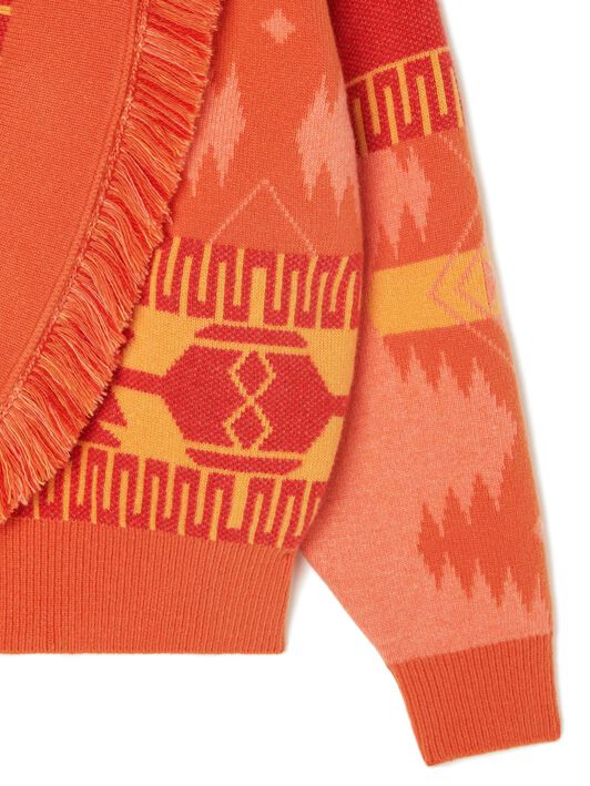 Alanui Icon Jacquard Cardi-Bomber Papaya-Sunset Orange LWHB026R24KNI001