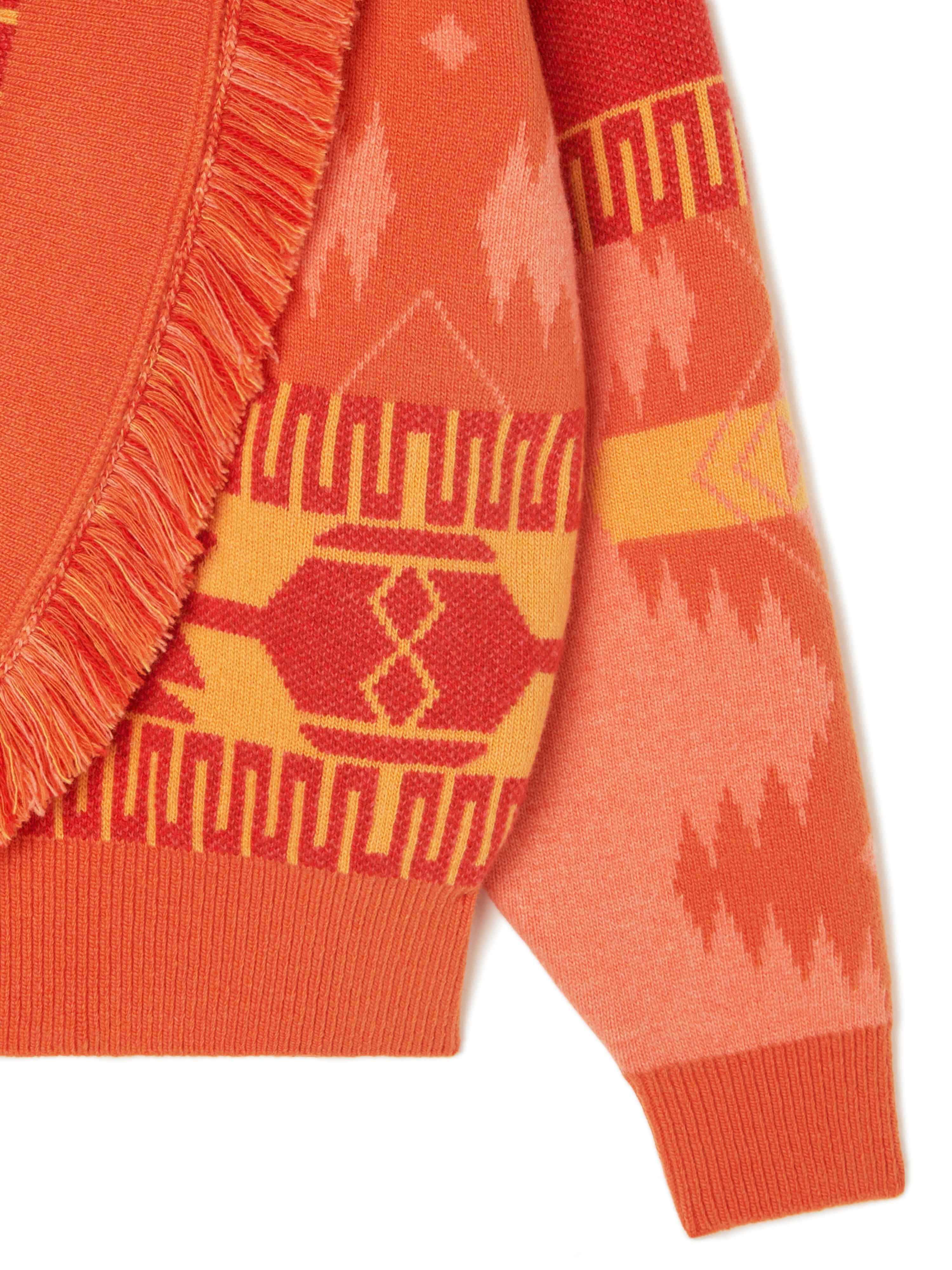 Alanui Icon Jacquard Cardi-Bomber Papaya-Sunset Orange LWHB026R24KNI001