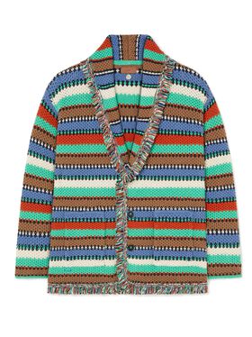 Alanui Sunny Stripes Cardigan Turquoise-Multicolor LMHB038R25KNI002