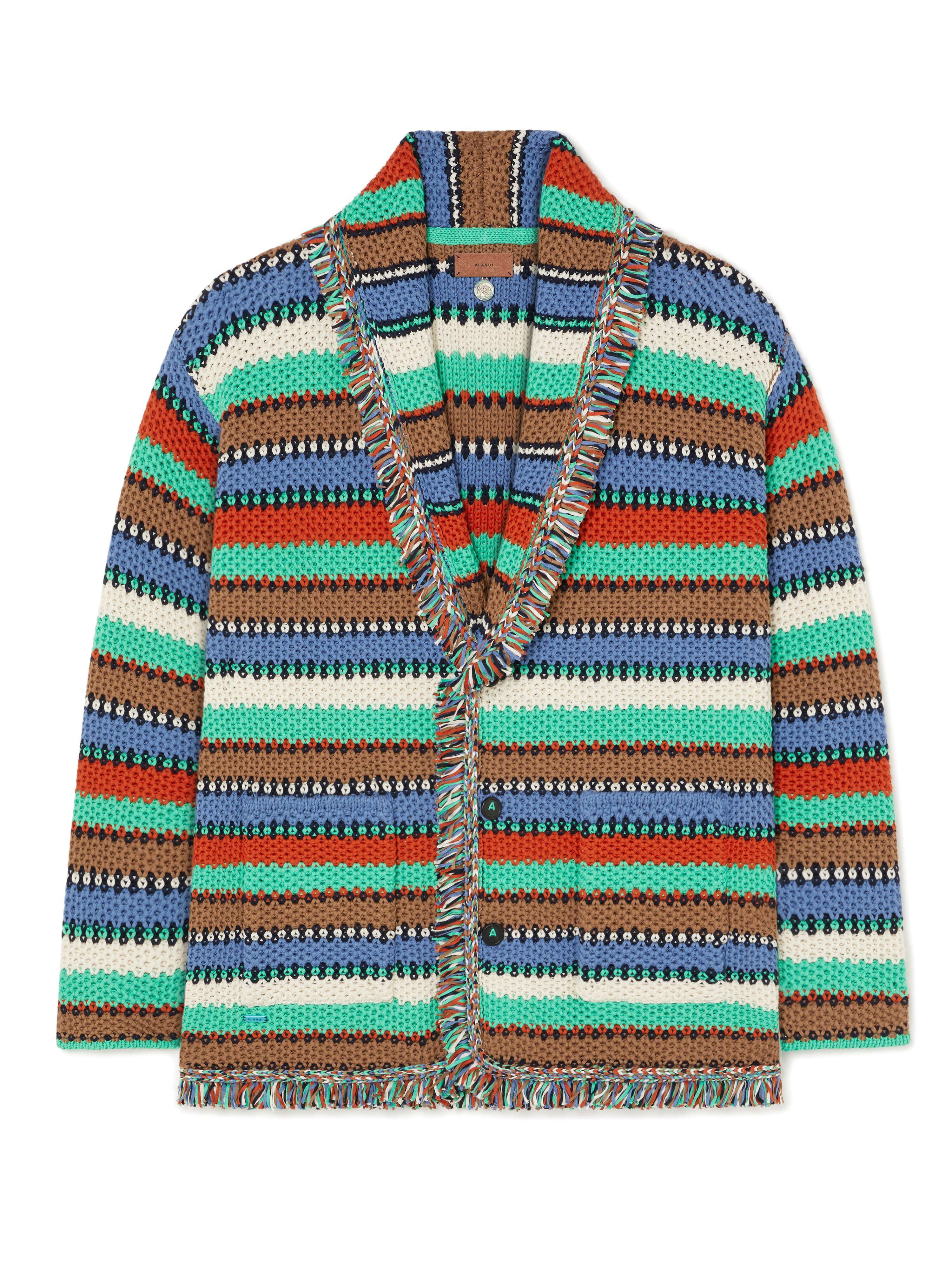 Alanui Sunny Stripes Cardigan Turquoise-Multicolor LMHB038R25KNI002