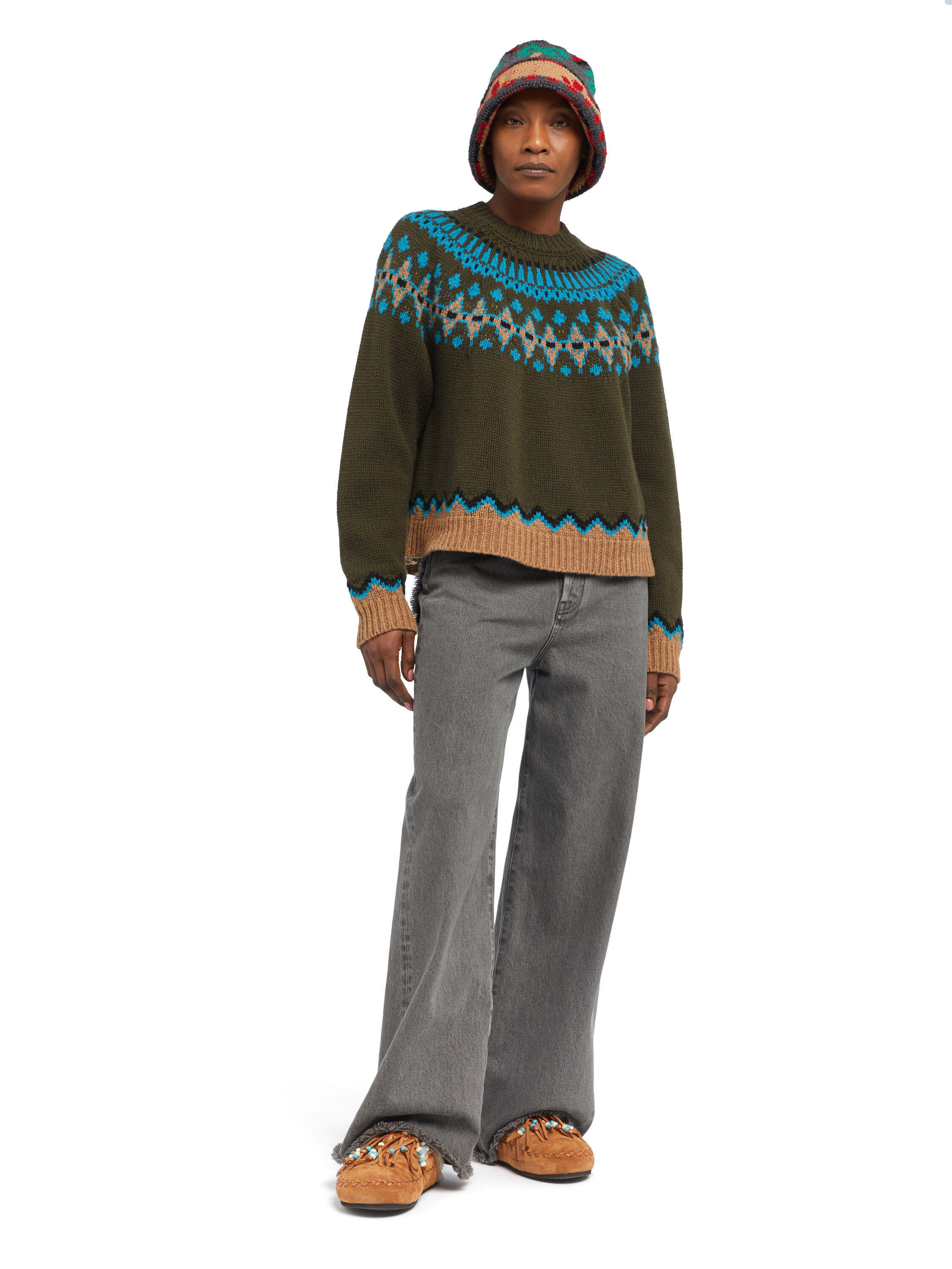 Alanui Sweet Winter Sweater Oliva-Multicolor LWHE061E25KNI001