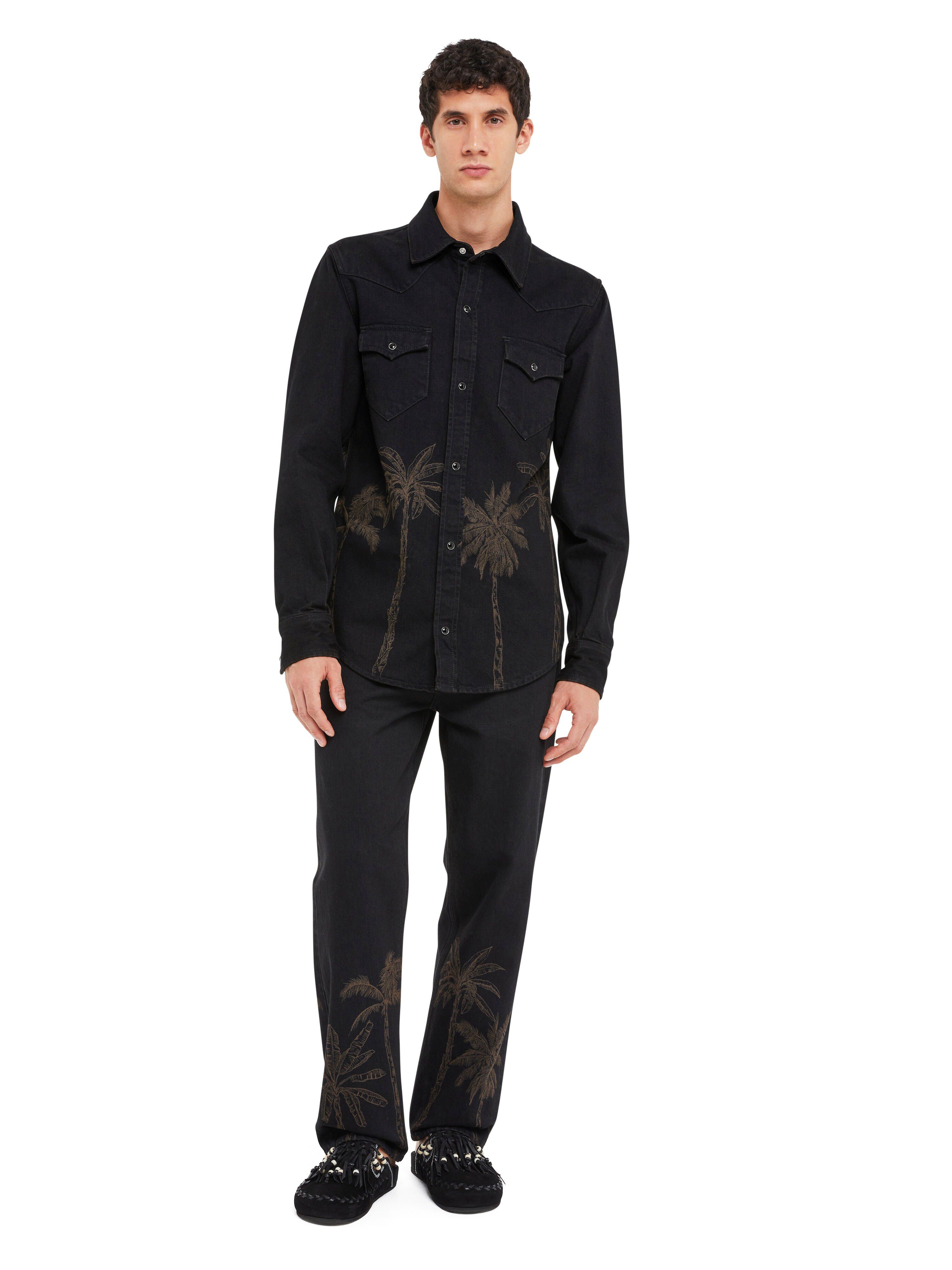 Alanui Jungle Toile De Jouy Denim Shirt Black-Almond LMYD007R25DEN004