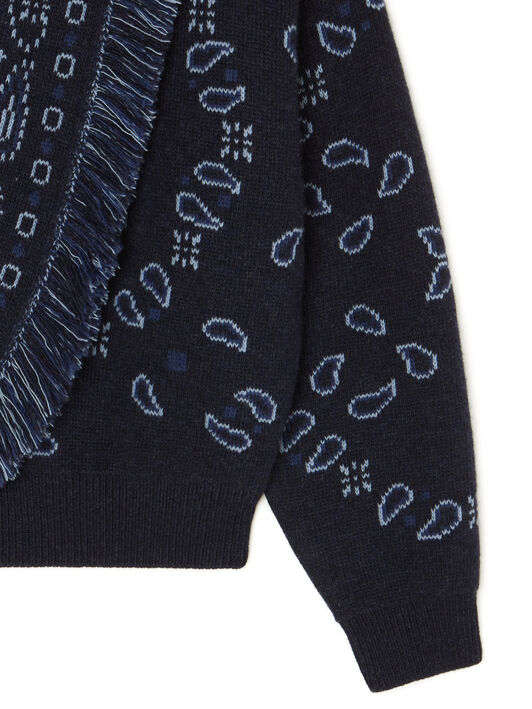 Alanui Bandana Jacquard Cardi-Bomber Midnight Blue-Multicolor LWHB026E25KNI001