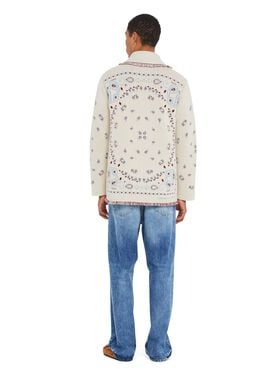 Alanui Bandana Jacquard Cardigan Chalk-Marsala