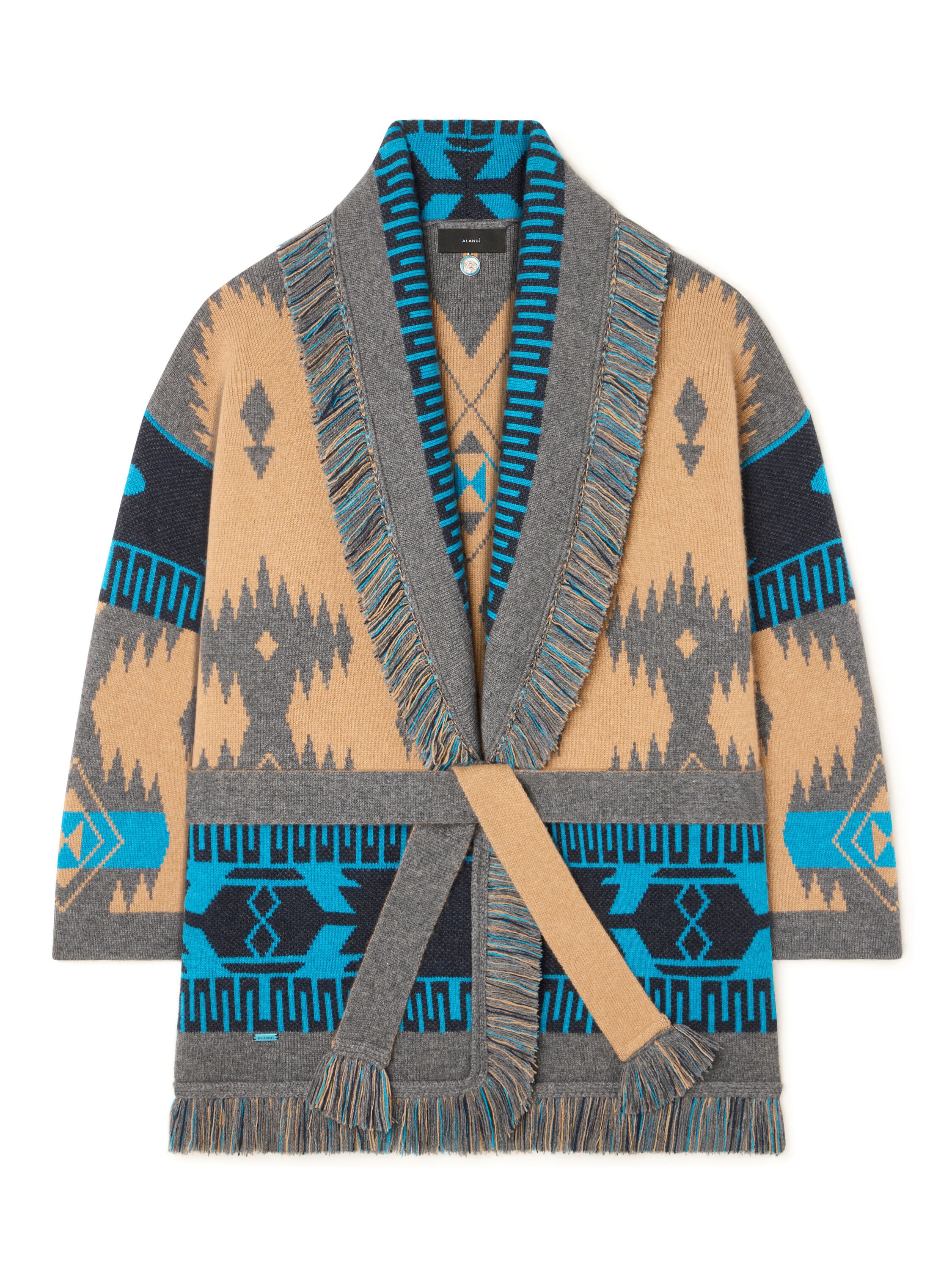Alanui Icon Jacquard Cardigan Camel-Iron LWHB064E25KNI002