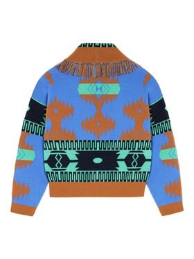 Alanui Icon Jacquard Cardi-Bomber Linseed-Cognac