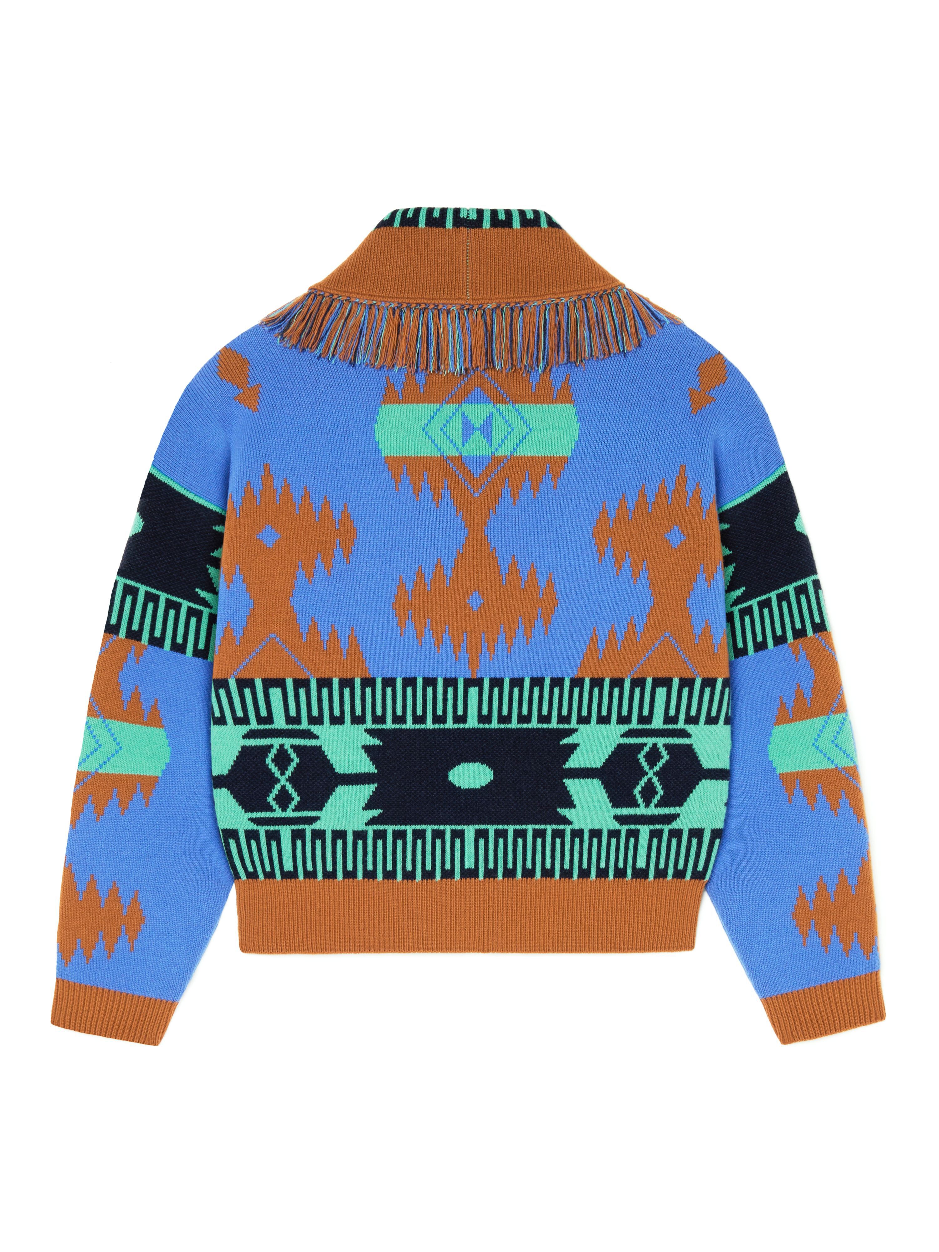 Alanui Icon Jacquard Cardi-Bomber Linseed-Cognac LWHB026R25KNI001