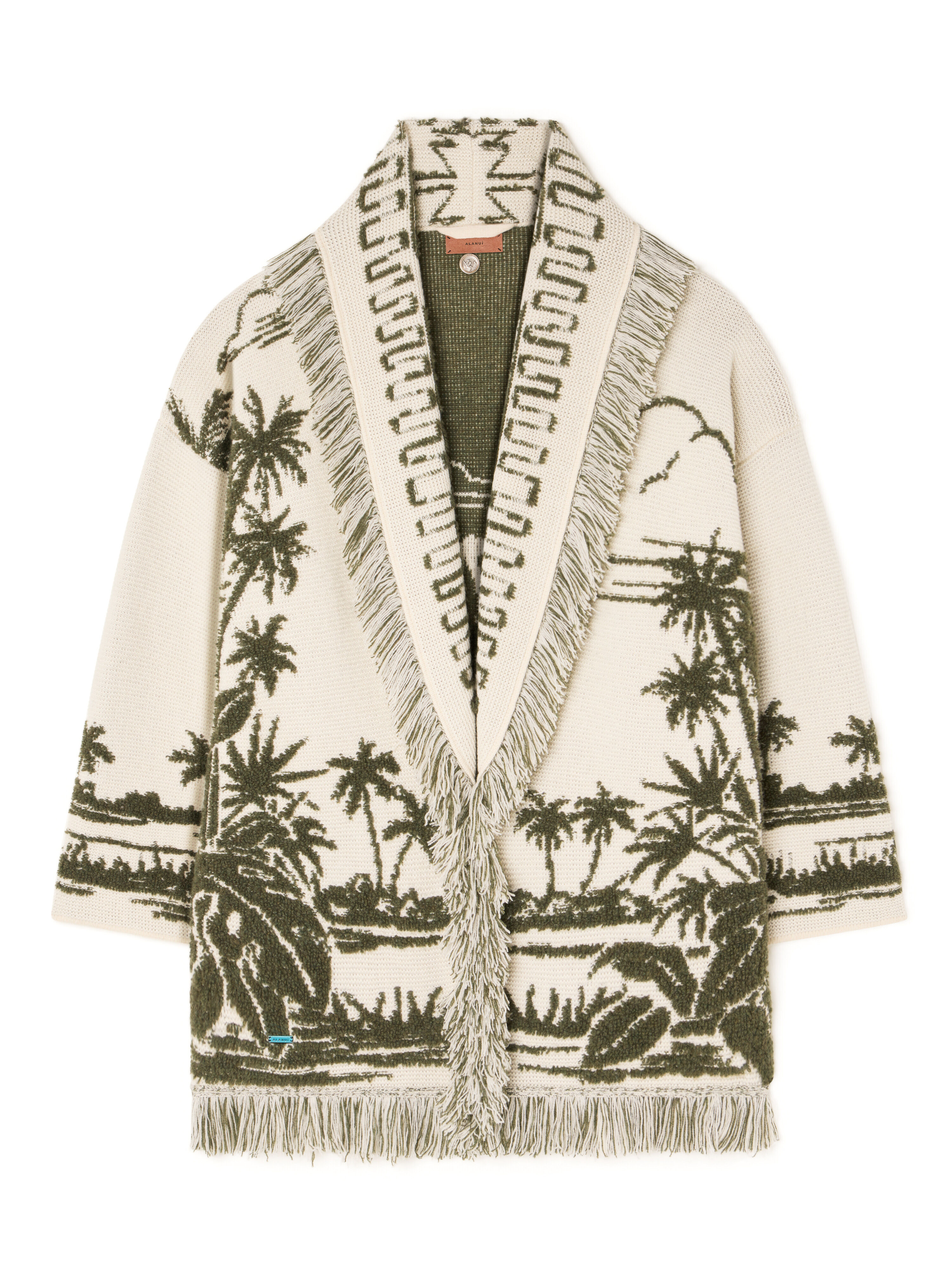 Alanui Palm Grove Tales Cardigan Ivory-Olive LWHB064E25KNI00D