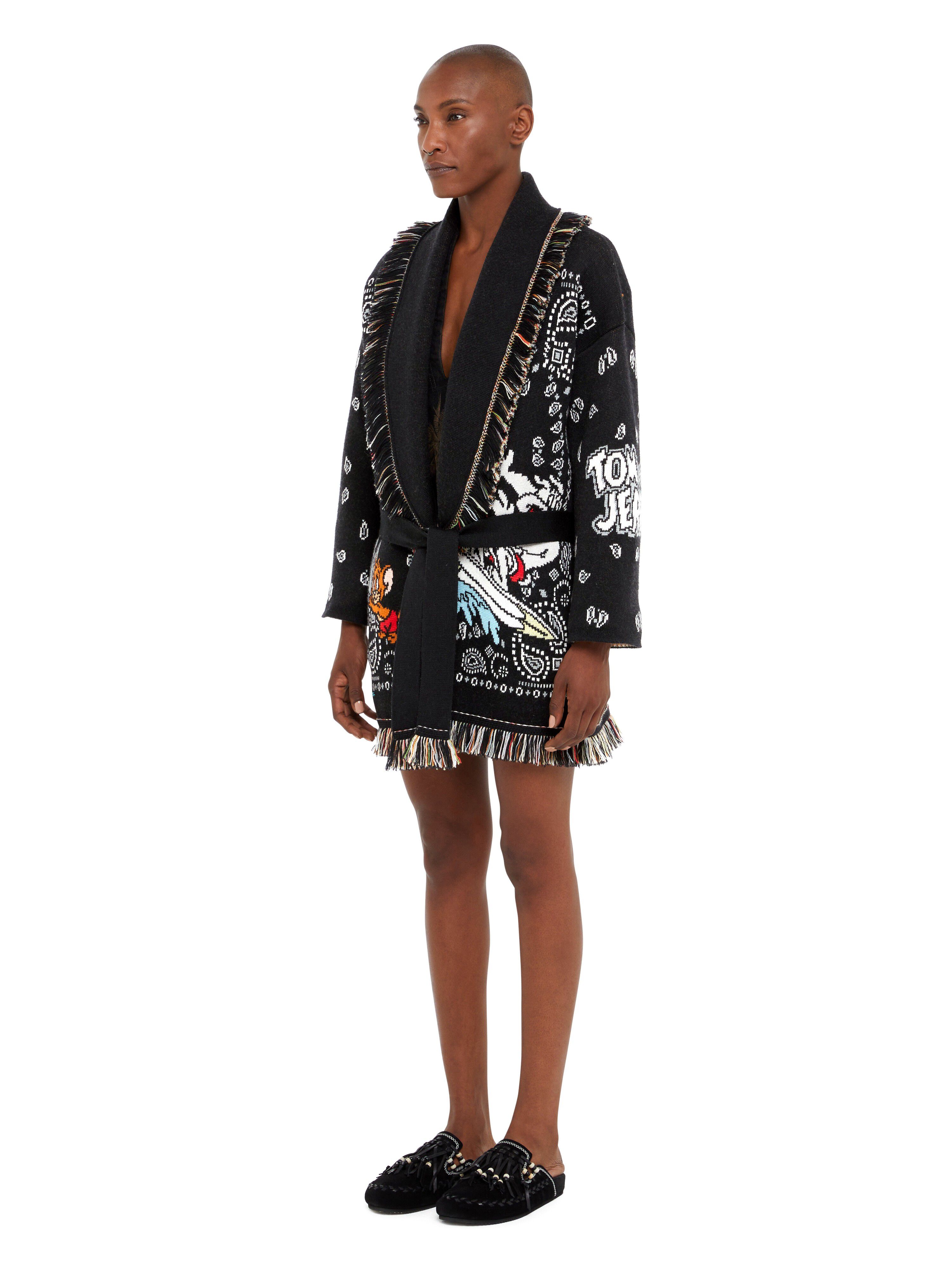 Alanui Tom & Jerry Bandana Jacquard Cardigan Black-Multicolor LWHB064R25KNI00J