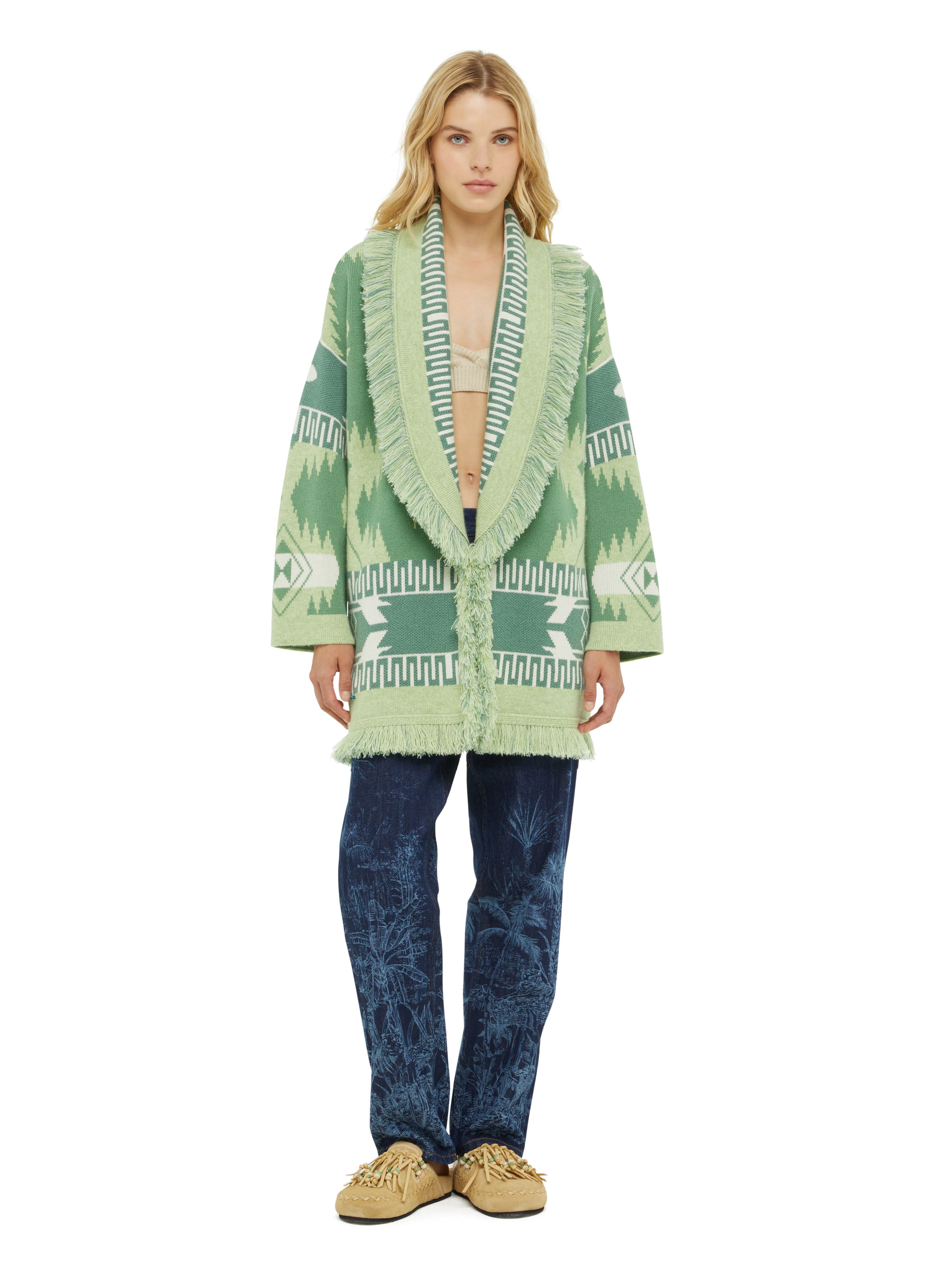 Alanui Icon Jacquard Cardigan Woodsage-Jade LWHB064R24KNI001