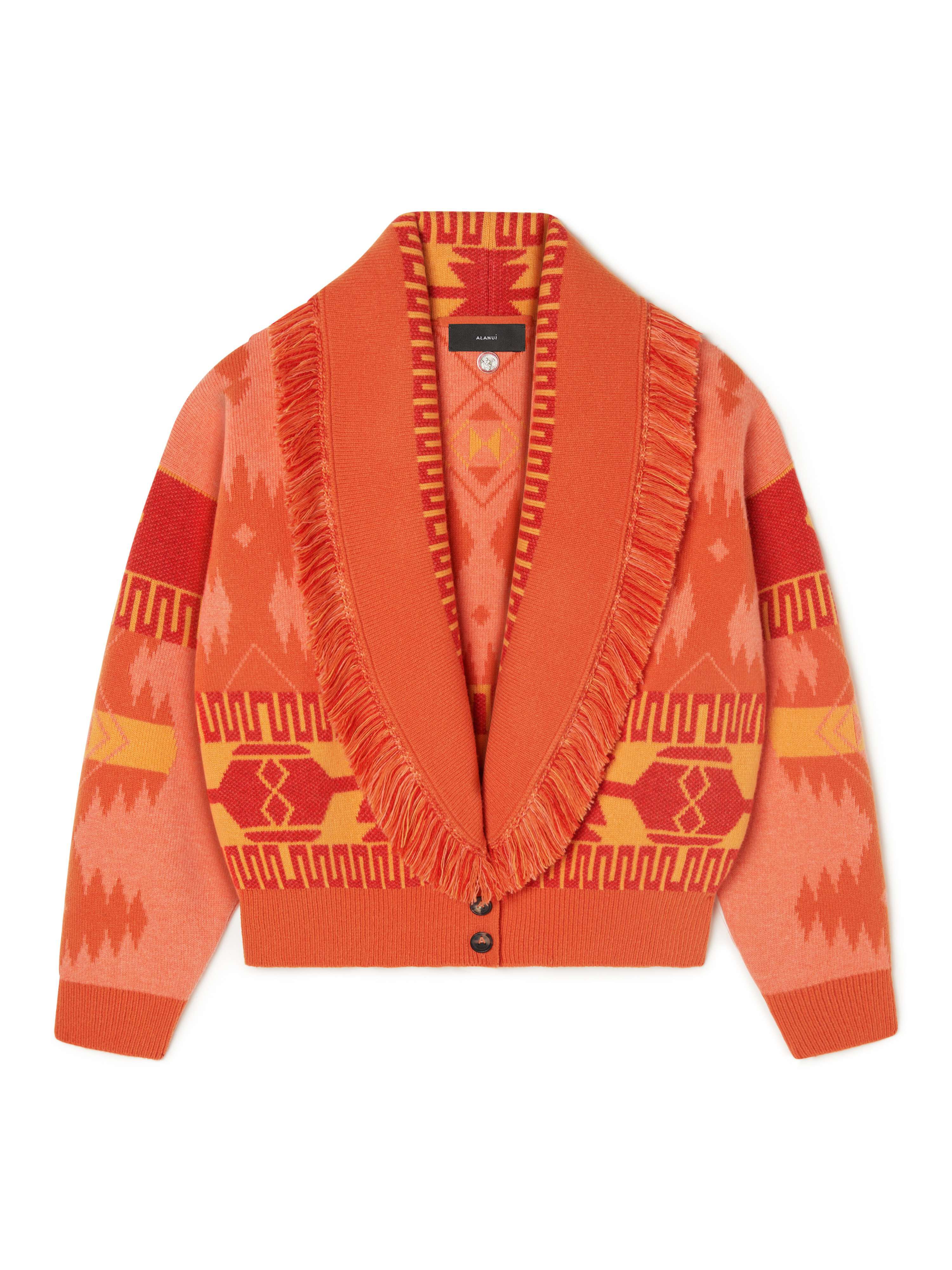 Alanui Icon Jacquard Cardi-Bomber Papaya-Sunset Orange LWHB026R24KNI001