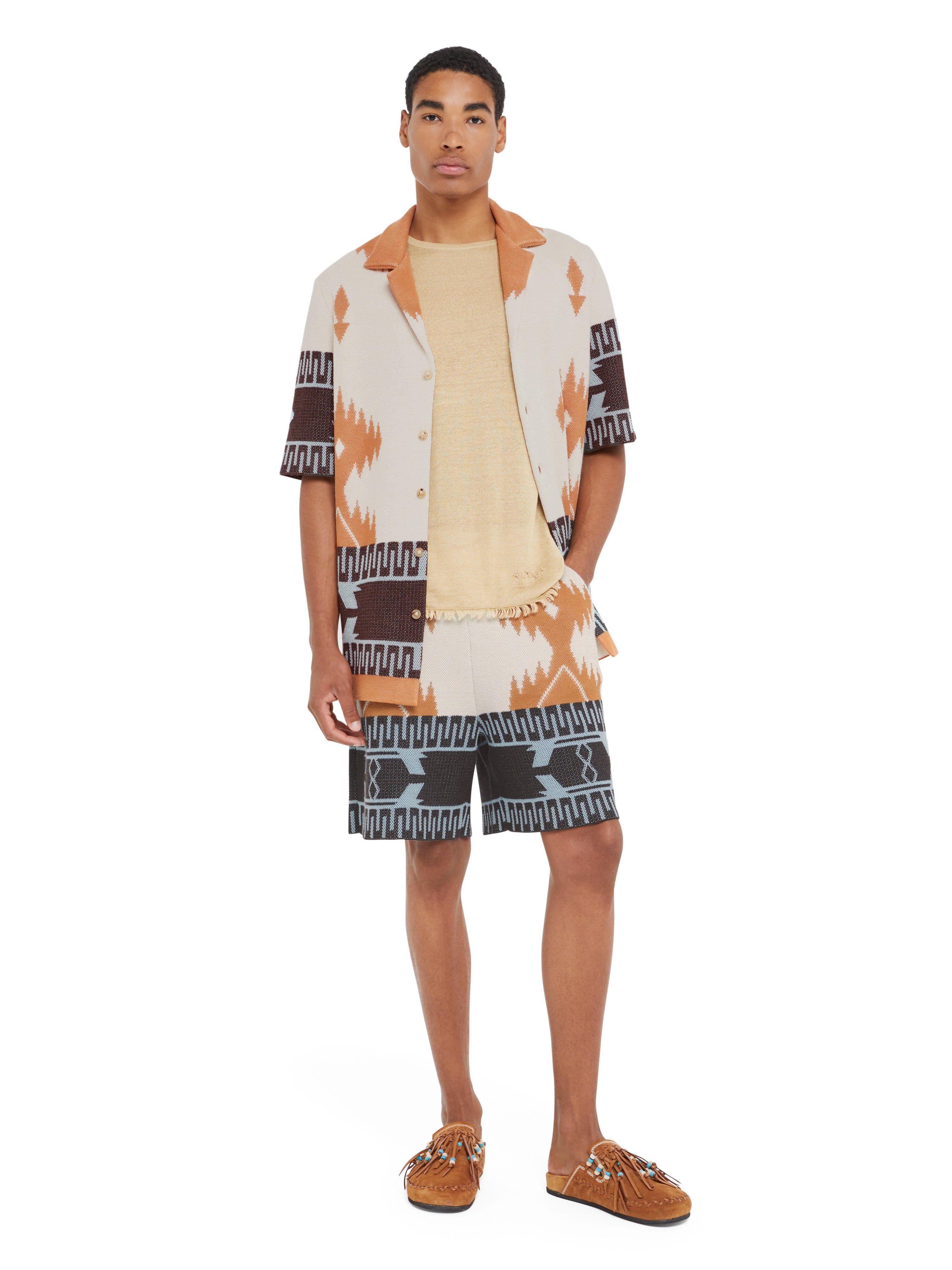 Alanui Cotton Piquet Icon Bermuda Chalk-Pecan LMHM003R25KNI002