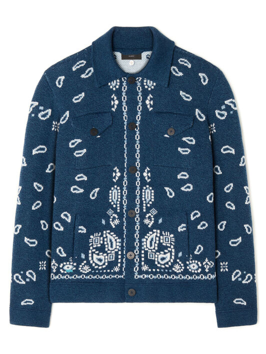 Alanui Bandana Jacquard Cardigan Midnight-Multicolor LMHQ007E25KNI001