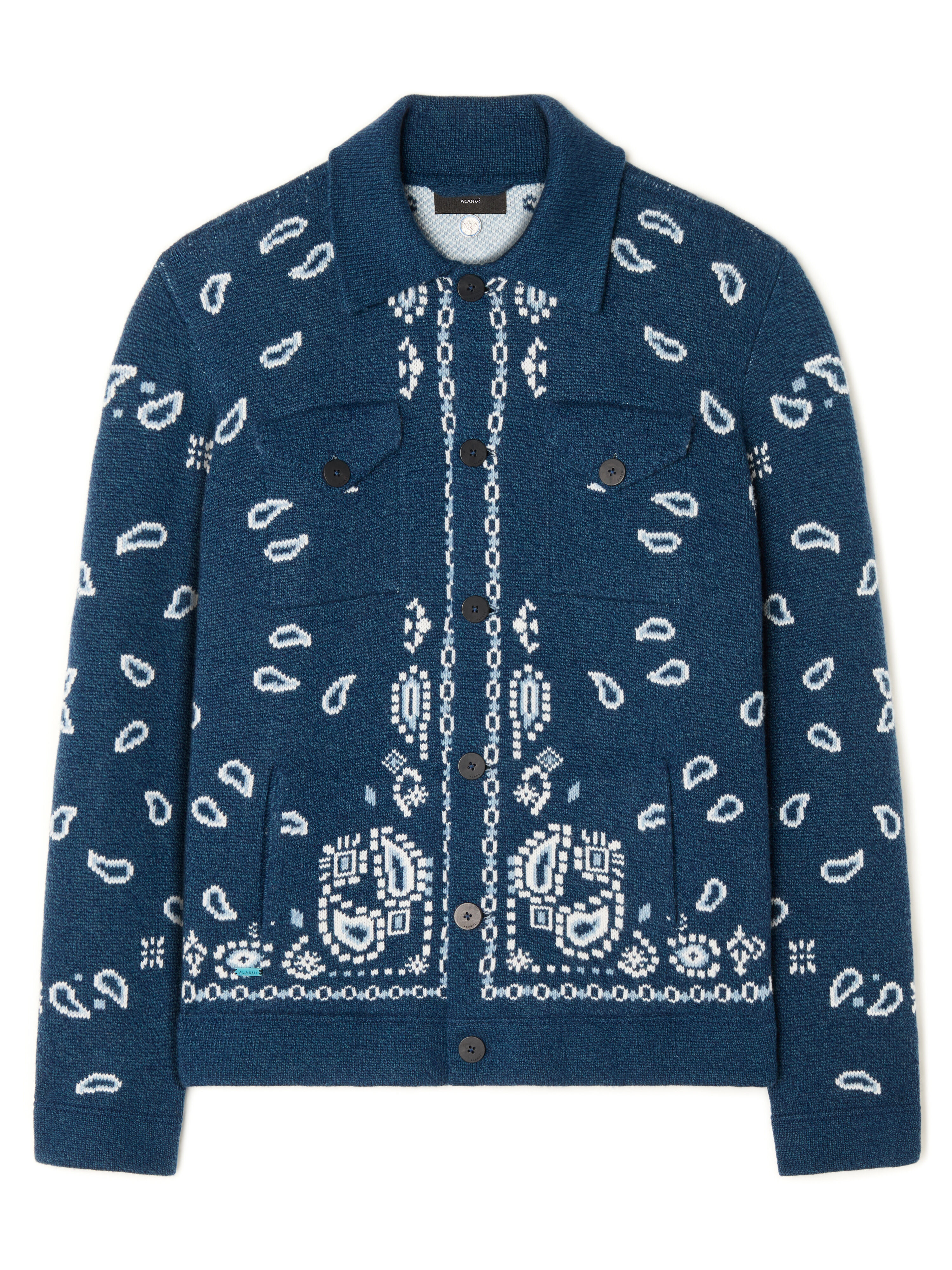 Alanui Bandana Jacquard Cardigan Midnight-Multicolor LMHQ007E25KNI001