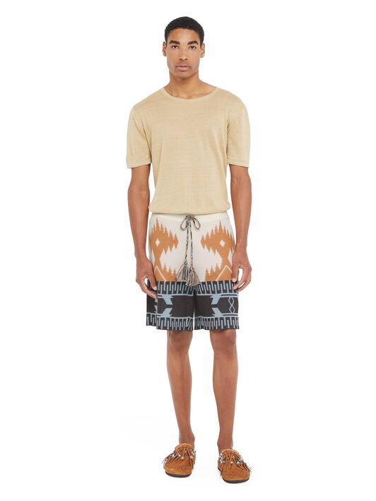 Alanui Cotton Piquet Icon Bermuda Chalk-Pecan LMHM003R25KNI002
