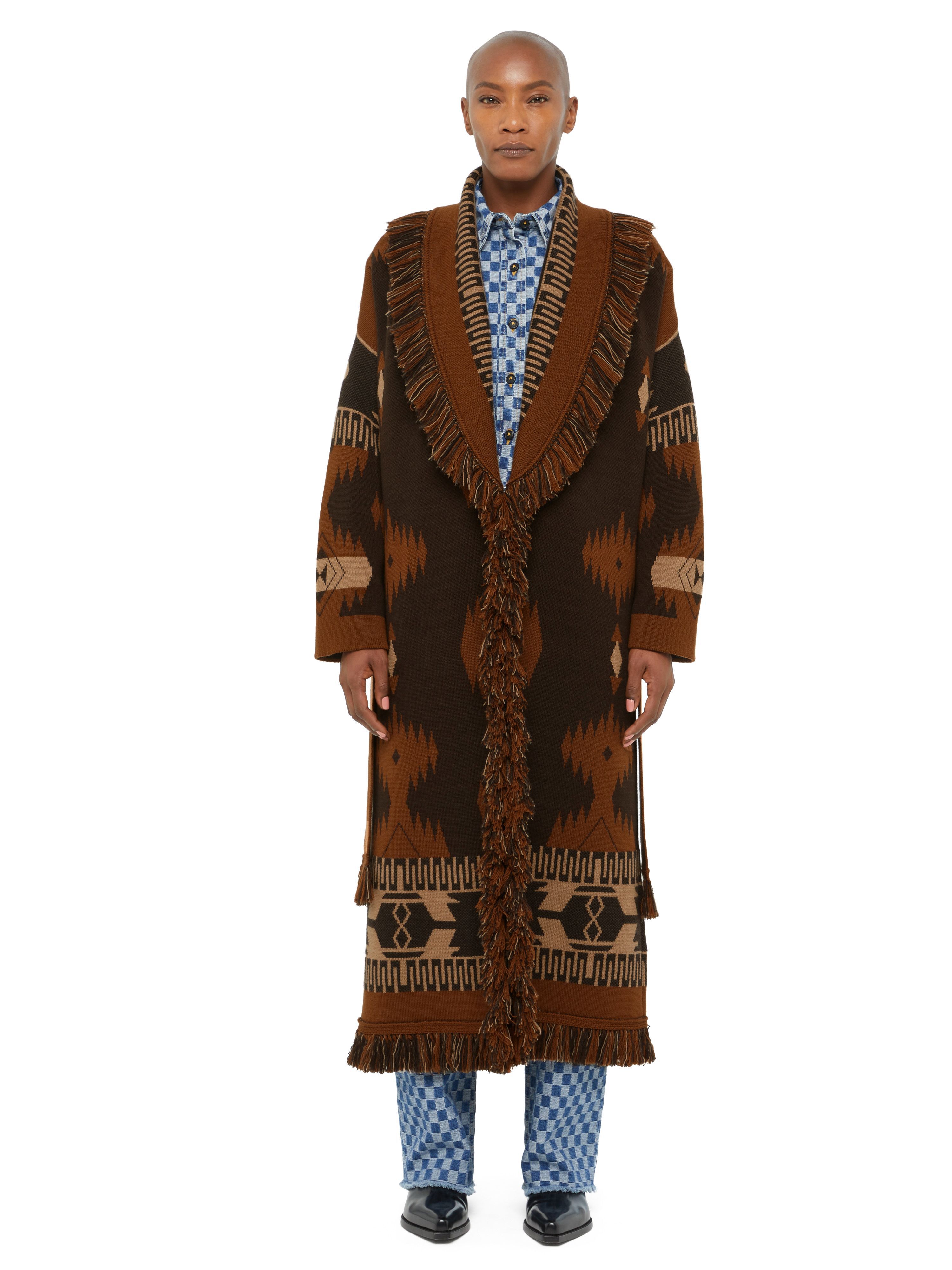 Alanui Icon Jacquard Coat Coffee-Dakar LWHQ003E24KNI002