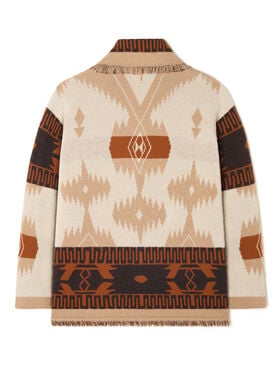Alanui Icon Jacquard Cardigan Chalk-Cococa Delight