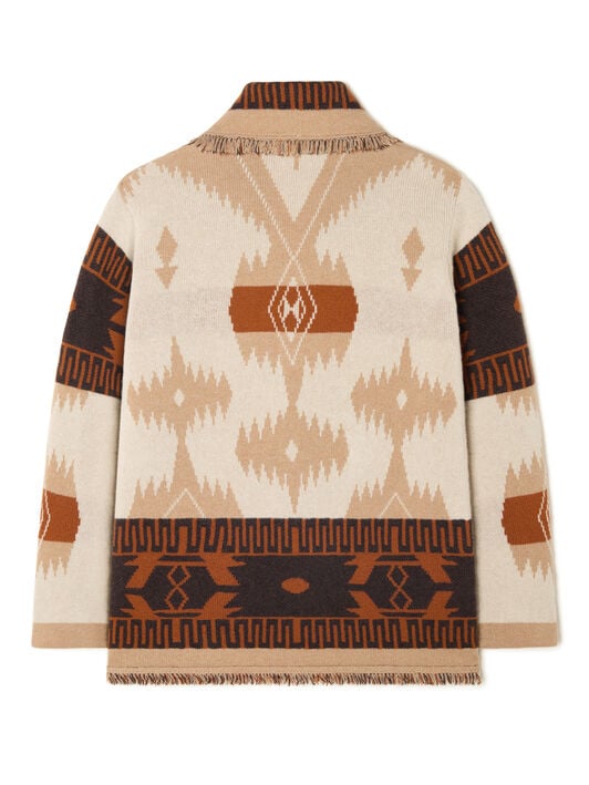 Alanui Icon Jacquard Cardigan Chalk-Cococa Delight LMHB038R26KNI002