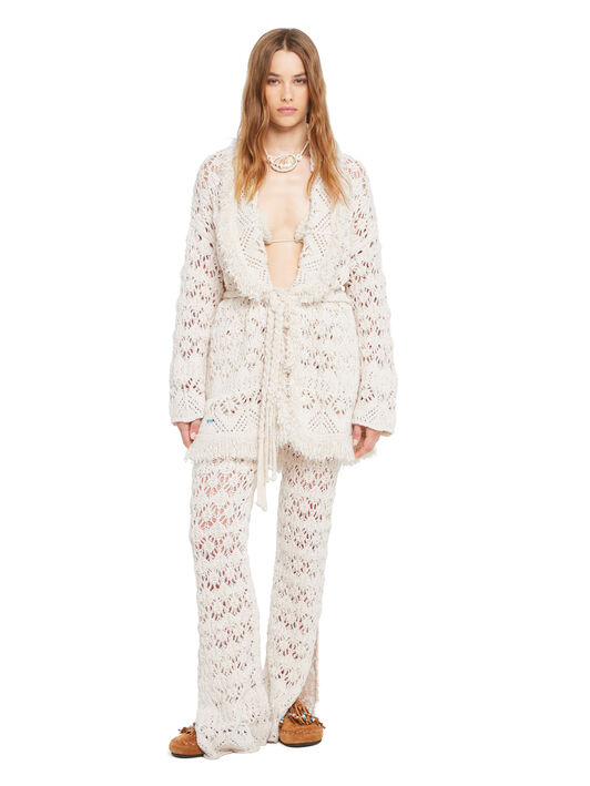 Alanui Lagoon Romance Cardigan White Pearl LWHB064R26KNI024 Alanui Lagoon Romance Cardigan White Pearl LWHB064R26KNI024