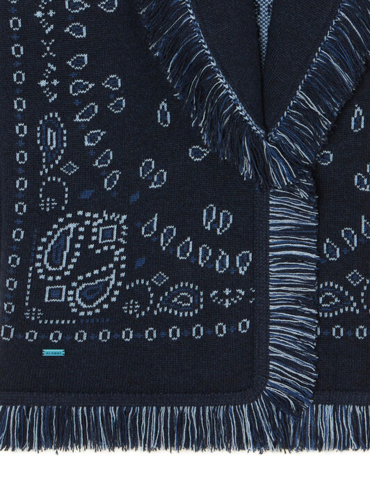 Alanui Bandana Jacquard Cardigan Midnight Blue-Multicolor LWHB064E25KNI001