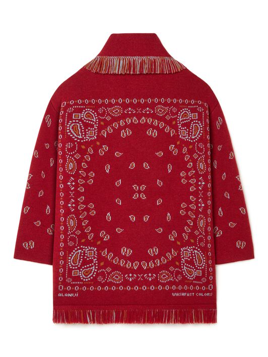 Alanui Bandana Jacquard Cardigan Ruby Red-Cognac LWHB064R25KNI001