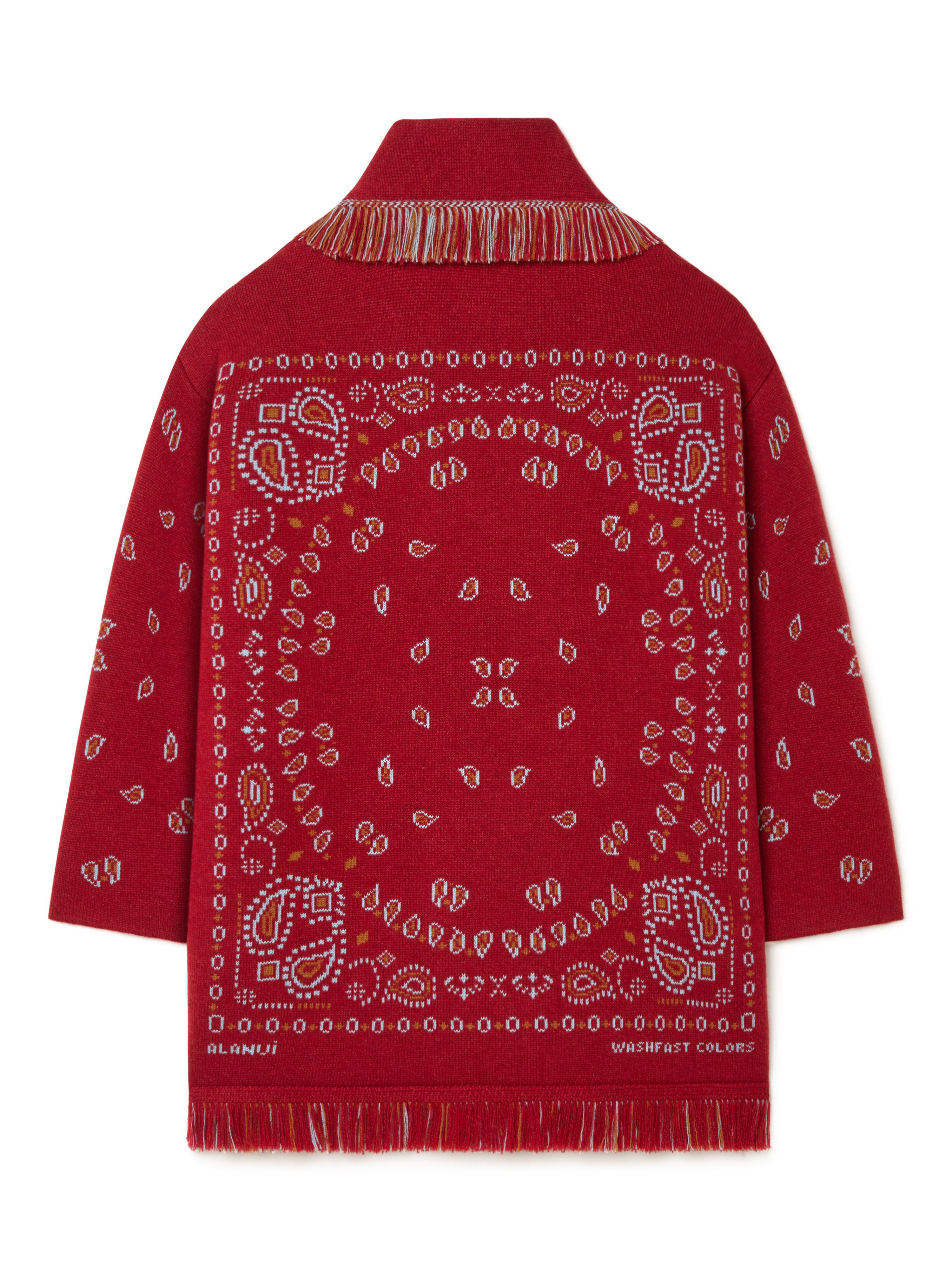 Alanui Bandana Jacquard Cardigan Ruby Red-Cognac LWHB064R25KNI001