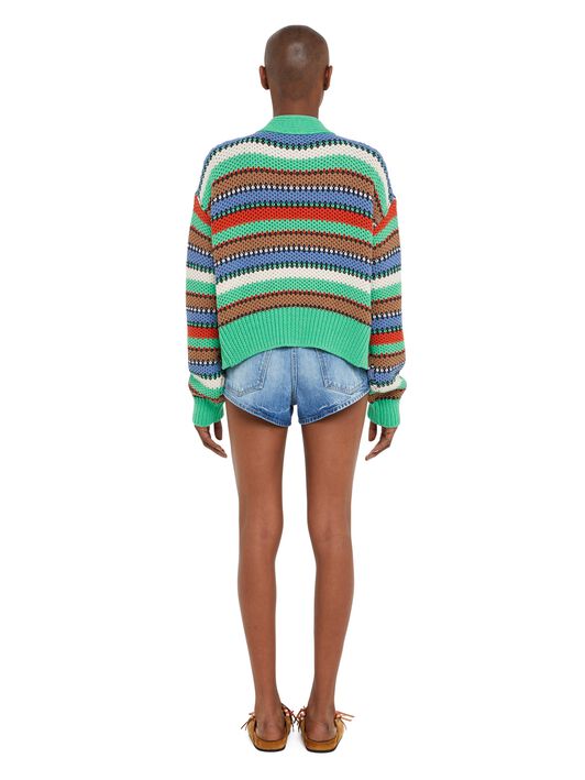 Alanui Sunny Stripes Cardicrop Turquoise-Multicolor LWHB055R25KNI003