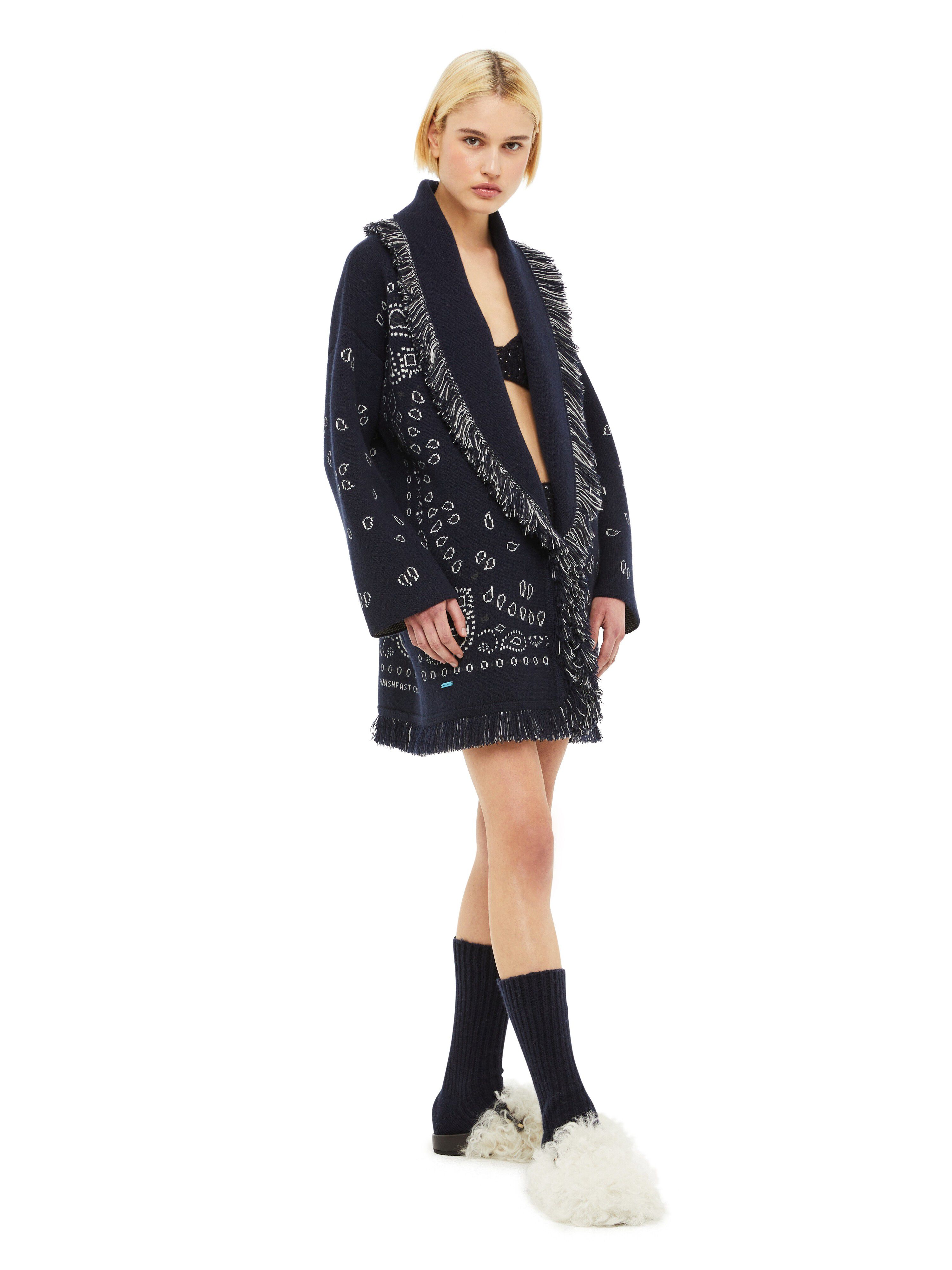 Alanui Bandana Jacquard Cardigan Midnight Blu LWHB064F23KNI002