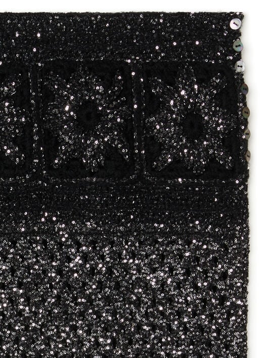 Alanui City Lights Skirt Black-Silver LWHL02EE25KNI001 Alanui City Lights Skirt Black-Silver LWHL02EE25KNI001
