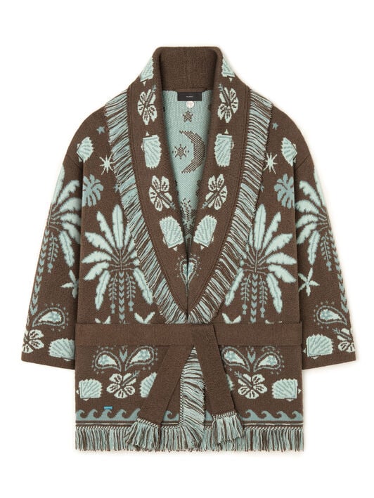 Alanui Echoes Of The Island Cardigan Sandal Wood-Wave LWHB064R26KNI003