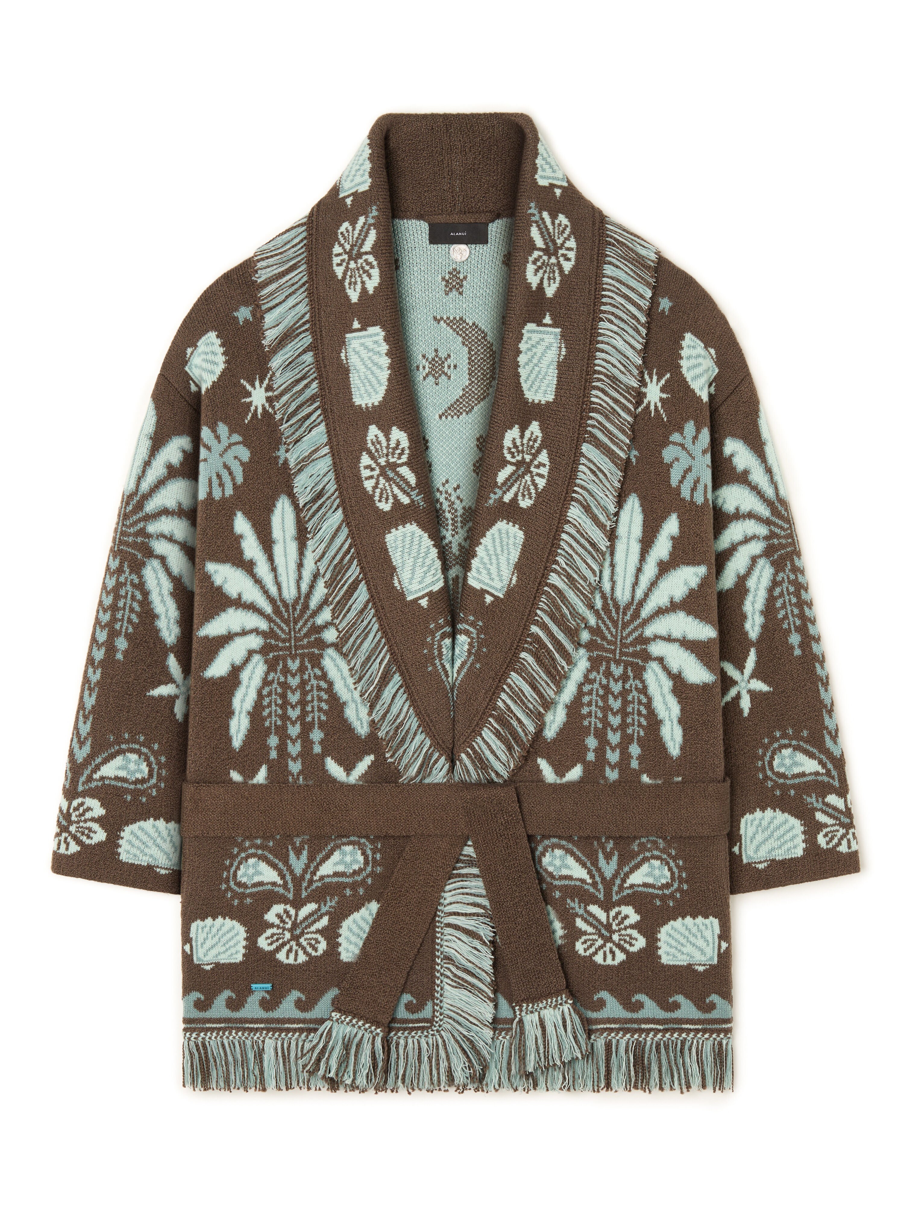 Alanui Echoes Of The Island Cardigan Sandal Wood-Wave LWHB064R26KNI003