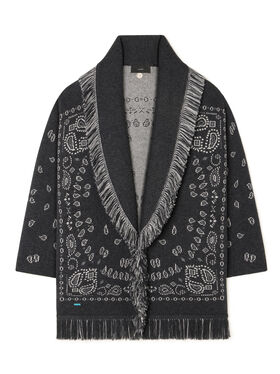 Alanui Bandana Jacquard Cardigan Charcoal-Multicolor LWHB064E25KNI001