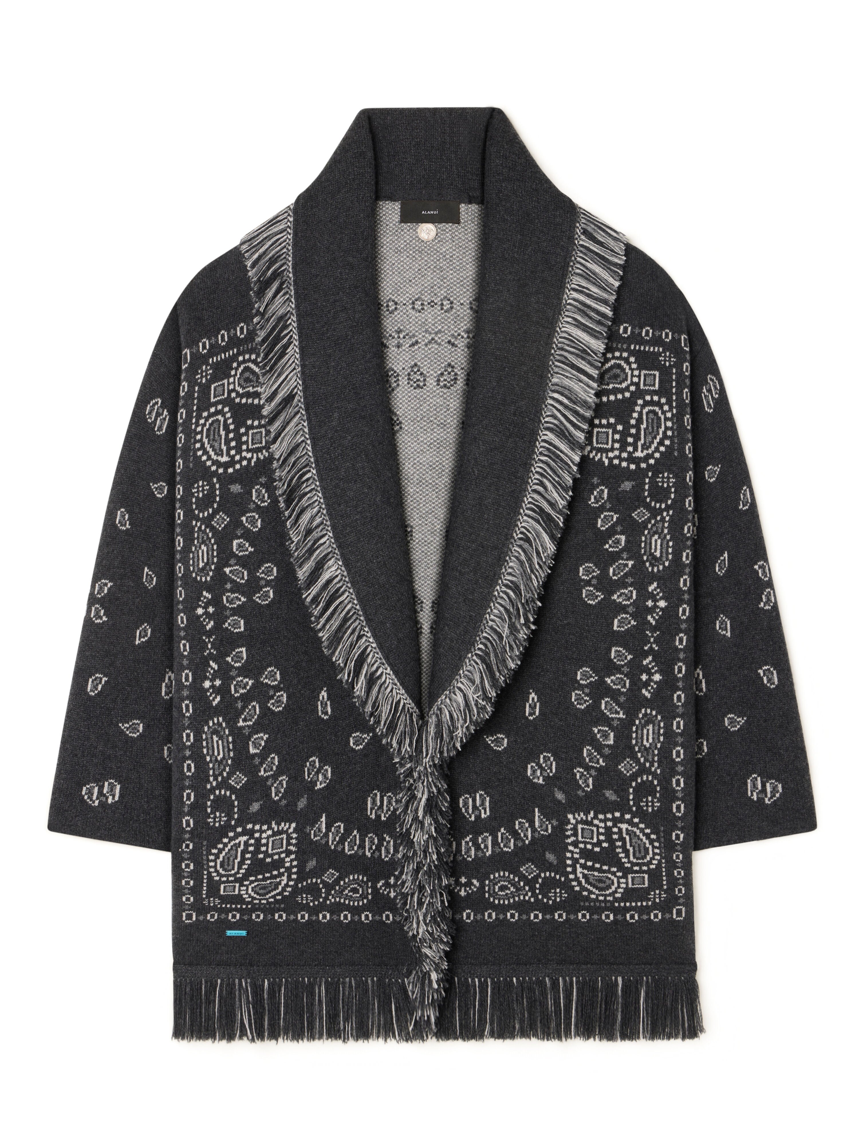 Alanui Bandana Jacquard Cardigan Charcoal-Multicolor LWHB064E25KNI001