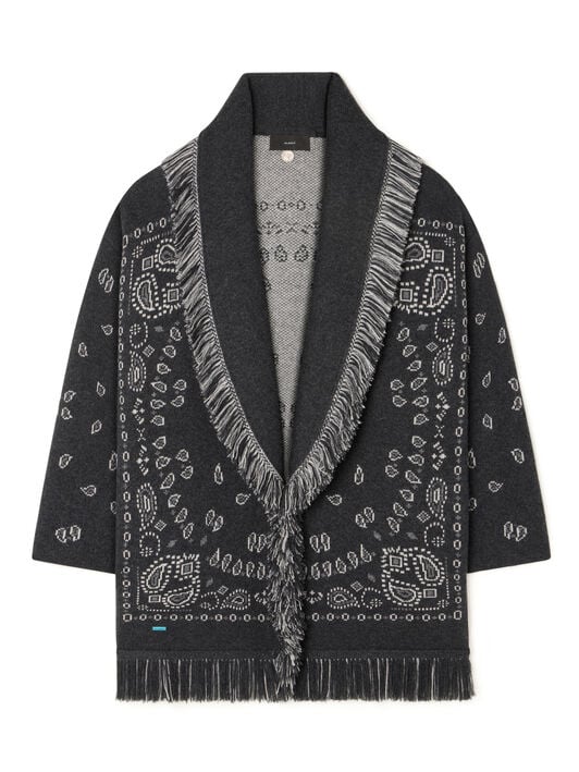 Alanui Bandana Jacquard Cardigan Charcoal-Multicolor LWHB064E25KNI001 Alanui Bandana Jacquard Cardigan Charcoal-Multicolor LWHB064E25KNI001
