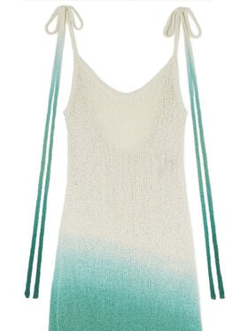Alanui Wave Bloom Dress Green Tide-Chalk