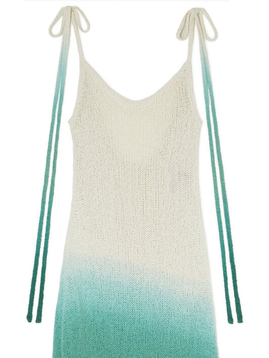 Alanui Wave Bloom Dress Green Tide-Chalk LWHI05DR26KNI001