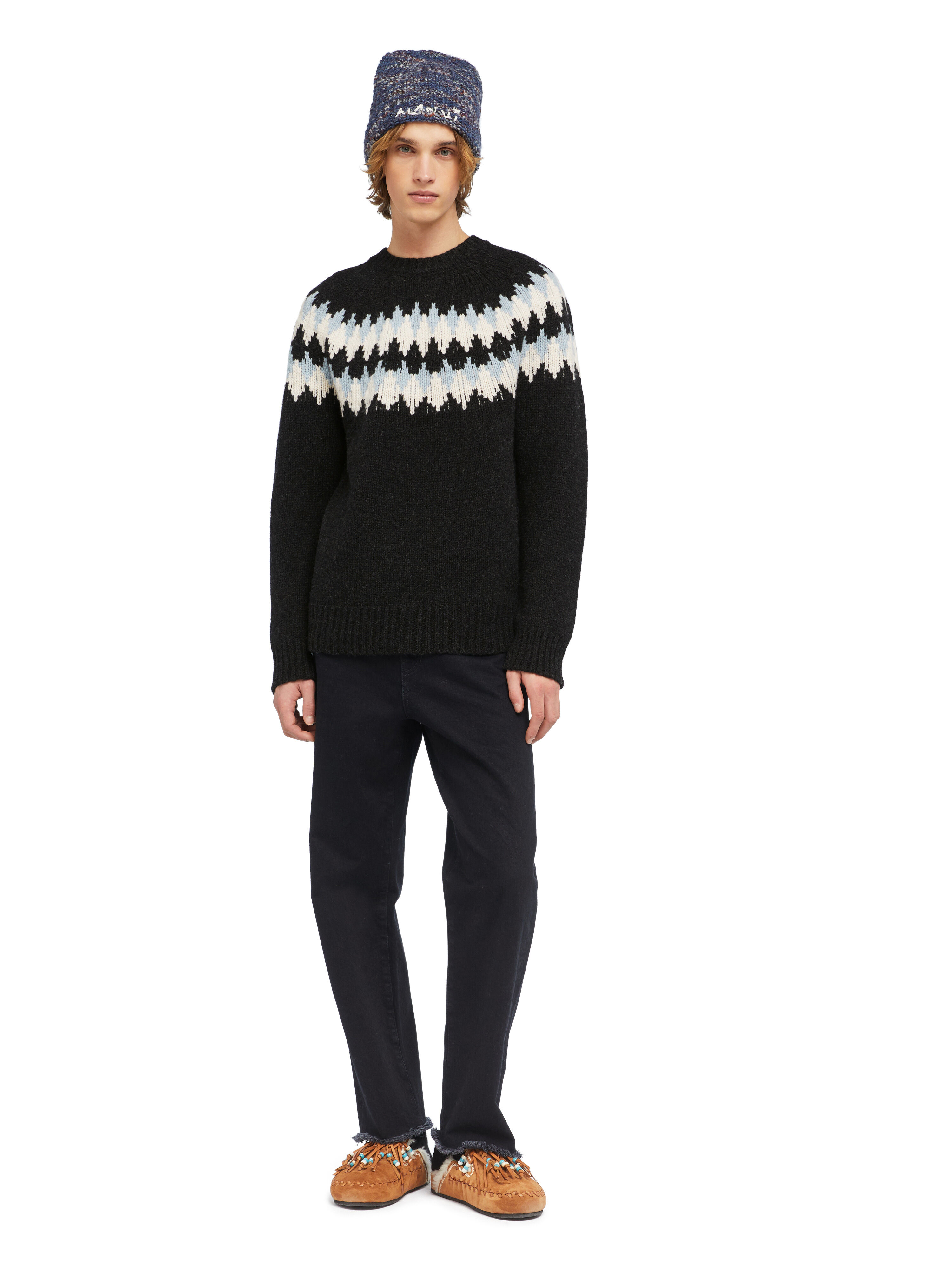 Alanui Sweet Winter Sweater Midnight-Chalk LMHE016E25KNI001