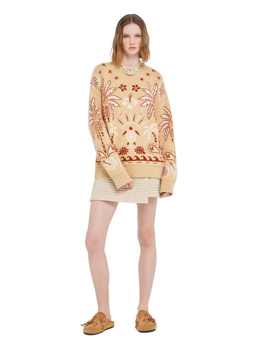 Alanui Echoes Of The Island Sweater Pink Sand-Chalk LWHE068R26KNI001